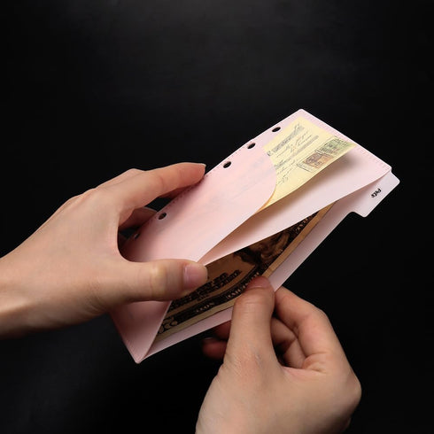 Pink Cash Envelopes A6 Binder Pockets with 6 Tabs and Label Stickers for Budgeting, A6 6-Ring Budget Binder Accessories