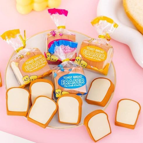 Kawaii Toast Bread Eraser - Cute 3D Cartoon Pencil Eraser for Kid Painters and Artists