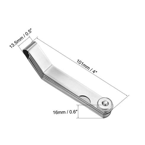 uxcell Metric Thickness Feeler Gauge, 0.05-1.00mm, 16 Blades Mn Steel Measuring Tool for Gap Width