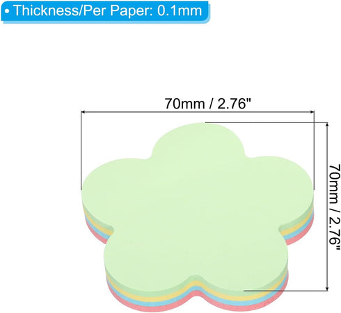 PATIKIL 2.7 x 2.7 Inch Flower Shape Sticky Notes, 12 Pads Cute Self-Stick Memo Pads Bright Colorful 100 Sheets/Pad for Home Office, 4 Colors