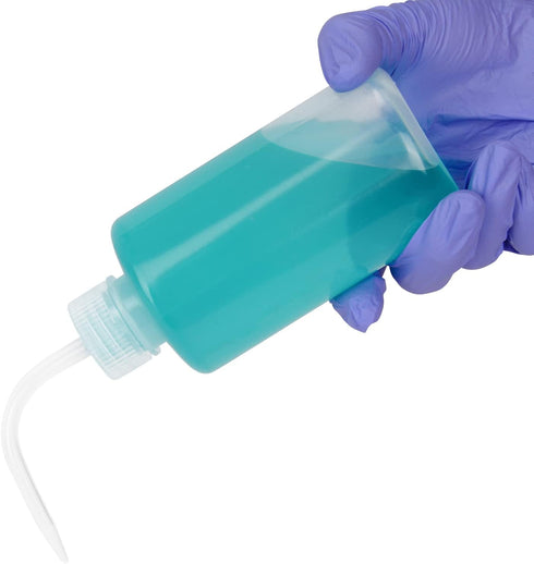 Chemical Wash Bottle, 3-Pack Plastic Safety Lab Squeeze Wash Bottle, LDPE with Narrow Mouth, 500 ml (8 oz)