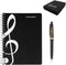 Exquisite 2 in 1 Music Theme Stationery Gift Box Set, Loose Leaf Notebook and Roller Ball Pen for Father's Day