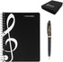 Exquisite 2 in 1 Music Theme Stationery Gift Box Set, Loose Leaf Notebook and Roller Ball Pen for Father's Day
