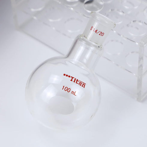 100mL Single Neck Lab Boiling Flasks - Borosilicate Glass with 14/20 Standard Taper Outer Joint