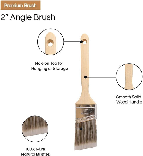 Vermeer Paint Brushes 4-Pack - 2" Angle Sash Brushes for All Latex and Oil Paints & Stains