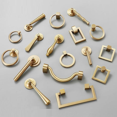 SANCHAKOU 2Pcs 40 38 15mm Bathroom Cabinet Knobs Brass Wardrobe Wine Cabinet Drawer Door Bedside Cabinet Ring Handle *