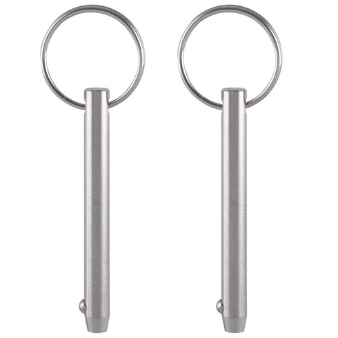 2 Pack Quick Release Pins, 5/16" Diameter, 2-1/4" Usable Length, Full 316 Stainless Steel Marine Hardware