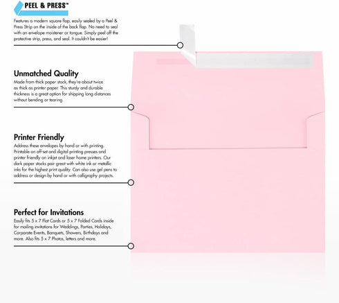 LUXPAPER A7 Invitation Envelopes - 5 x 7 Cards - 80 lb. Candy Pink - 250 Pack