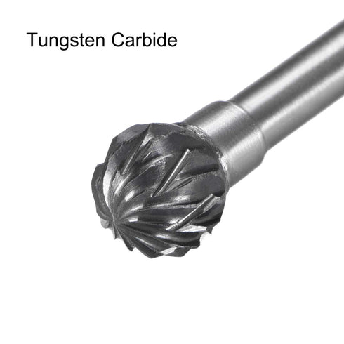 uxcell Tungsten Carbide Rotary Files 1/8" Shank, Double Cut Ball Shape Burrs Tool 6mm Dia, 3pcs