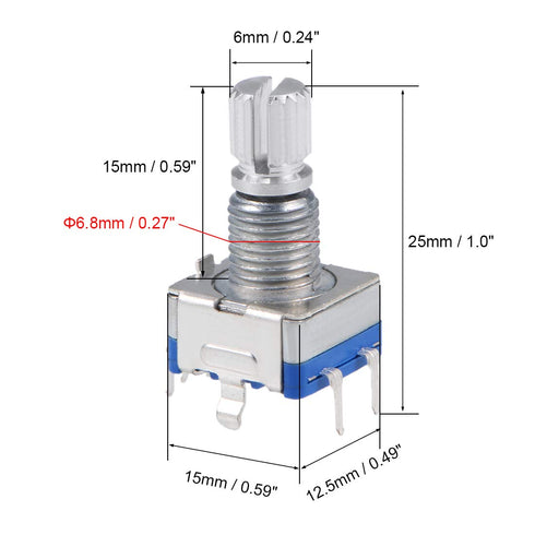 uxcell 360 Degree Rotary Encoder Code Switch Digital Potentiometer EC11 5 Pins 15mm Shaft, 2pcs