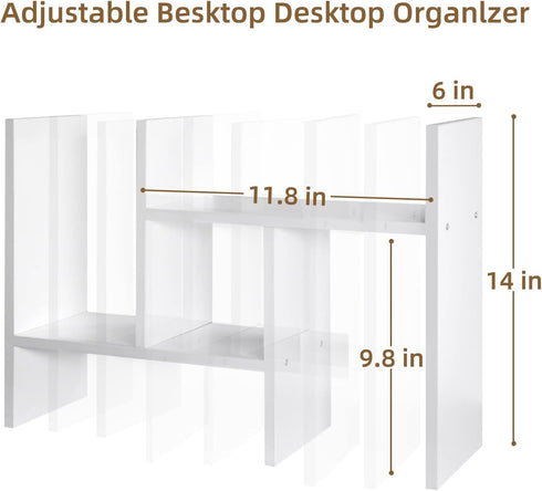 Counter TY ARTS & CULTURE - Expandable Wood Desktop Storage Organizer Multipurpose Desk Bookshelf Display Shelf Rack