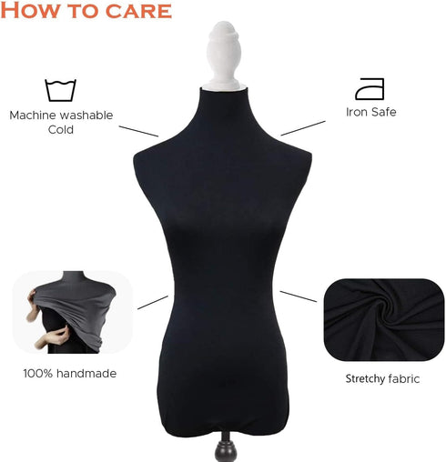 NAVADEAL Black Superb Mannequin Fabric Cover, Soft Stretchy for Fashion Designer Retail Boutique Store