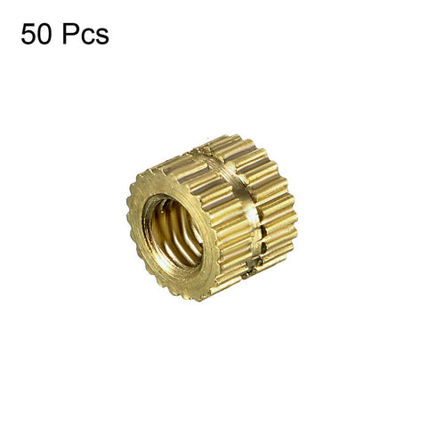 uxcell Knurled Insert Nuts - 50Pcs M3 x 4mm Length x 5mm OD Female Thread Brass Insert Nut for 3D Printer