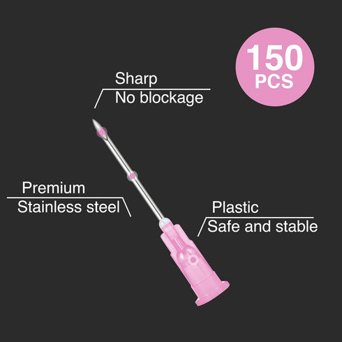 150 Pack 1 Inch 18 Ga Luer Lock Lab Accessories, Individually Packaged Industrial Dispensing Accessories