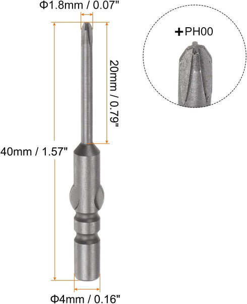 Magnetic Phillips Screwdriver Drill Bit 4mm Round Shank 1.8mm PH00 Cross Head 1.5 Inch Length for Pneumatic or Power Tool, S2 Steel by HARFINGTON