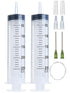 2 Pack 250ml Syringes with 55.1” Tube & 14G 1.5” Needle, Sterile Individually Packaged for Labs, Measuring