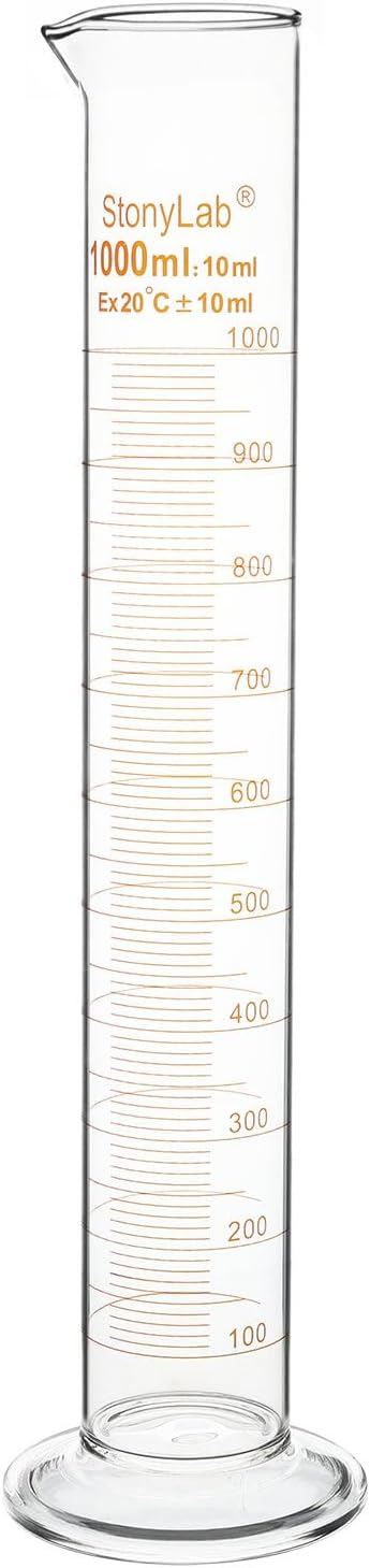 Stonylab 1-Pack Graduated Cylinder, Borosilicate Glass, 1000 ml Heavy Wall Measuring Cylinder