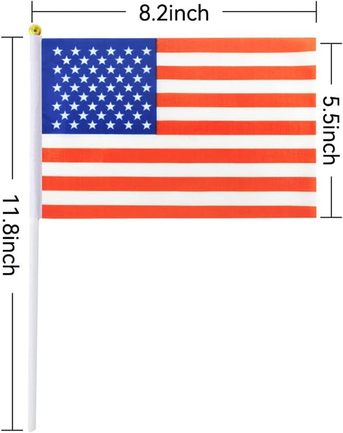 Mini Handheld American Flags on Stick - Small USA Flag for Party Parades Sports Events - 4th of July Decorations