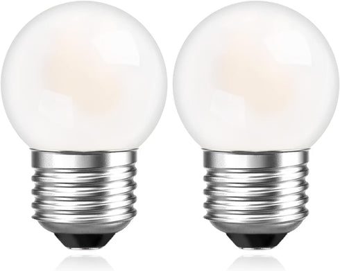 2 Pack G40 Low Watt LED Light Bulbs, 1.5W (15W Equivalent) E26 Base Warm White 2700K for Bedroom & Bathroom Decor
