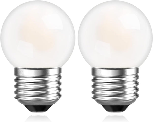 2 Pack G40 Low Watt LED Light Bulbs, 1.5W (15W Equivalent) E26 Base Warm White 2700K for Bedroom & Bathroom Decor