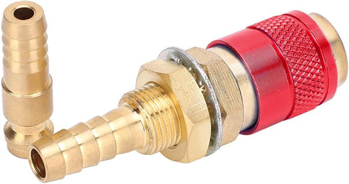 8mm Quick Connector Set for MIG TIG Welder Torch, Water Cooled & Gas Adapter Fitting (Red)
