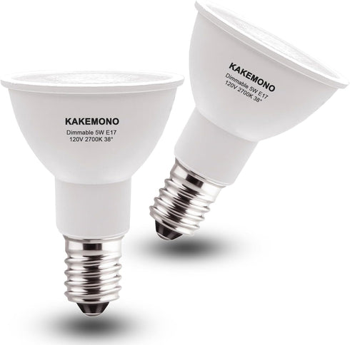 KAKEMONO E17 LED Spotlight Bulb, Dimmable 40W Halogen Replacement, 5W R14 Reflector Light Bulb, Warm White 2700K, 2 Pack
