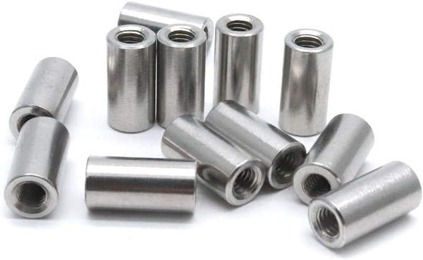 Yohii M6 Round Connector Nuts - Stainless Steel Coupling Nut 20mm/0.8" Length - Pack of 12