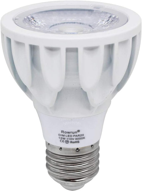 2 Pack PAR20 12W Narrow Flood Light Bulb, E26 Dimmable LED, 100W Halogen Warm White 3000K