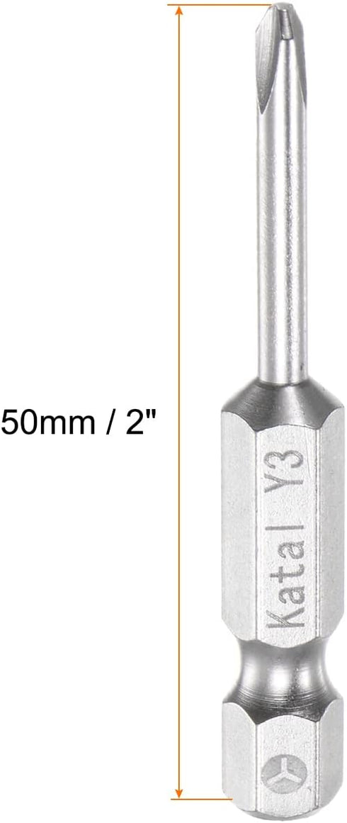 5pcs Y3 Tri-point Screwdriver Bit 1/4" Hex Shank 2" Length Magnetic Y Type Screw Driver Power Tool by HARFINGTON