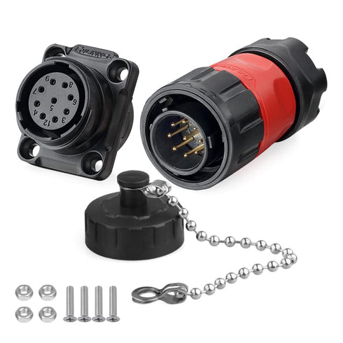 CNLINKO YM-20 Industrial Waterproof Connector, IP68 Circular Connector Military Design, 9 Pin Flange Socket