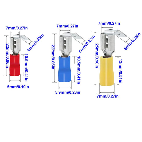 150PCS Piggyback Spade Connectors 22-16 16-14 12-10 AWG Insulated Female and Male Crimp Terminals Assortment