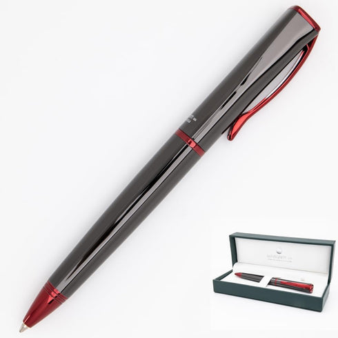 Monteverde Impressa Ballpoint Pen, Gun Metal with Red Trim, Refillable with Parker Style Refills