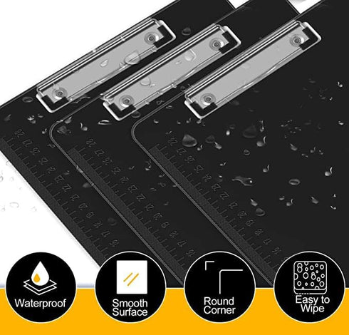 HERKKA 25 Pack Plastic Clipboards, Black Color Low Profile Clipboards for Office, A4 Letter Size