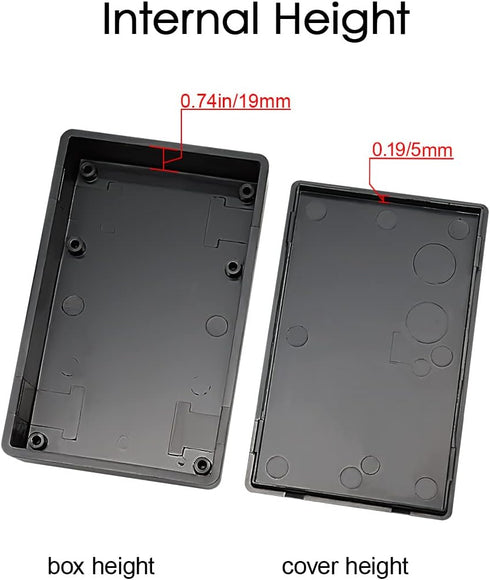 LeMotech 5 Pieces ABS Electrical Project Box, Small Junction Box for Electronics, Black, 3.62 x 2.28 x 0.90 inch