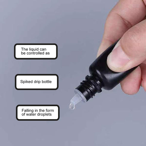 Snadulor 60pcs 5ml Empty Black Plastic Dropper Bottle with Protective Cap, Eye Drop Bottle (White Cap)
