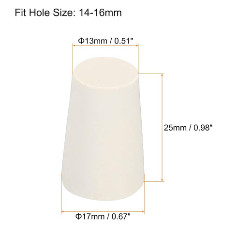 MECCANIXITY Rubber Tapered Plug 13mm to 17mm Solid Test Tubes Bungs Stopper White for Lab Home 12 Pieces
