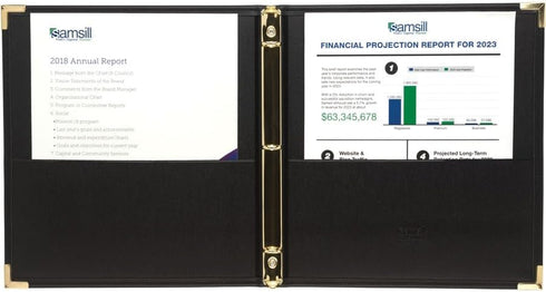 Samsill Classic Collection Executive Presentation 3 Ring Binder, Half Inch, Brass Round Ring, Holds 100 Sheets, Black
