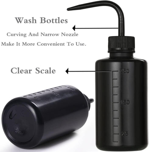 2Pcs 8oz ABS Water Squirt Bottles for Tattoo Cleaning, Labware Washing, Plant Watering, Black & Pink