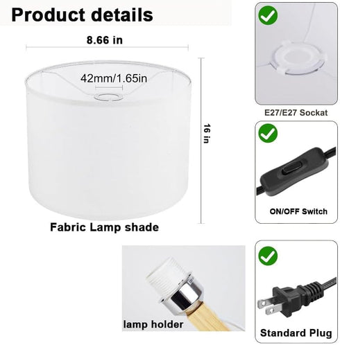 BBGISHO Bulb Bulb Robot Table Lamp, Wood Table Lamp with Fabric Shade, Color Changing Light & Remote Control, Cute Boho