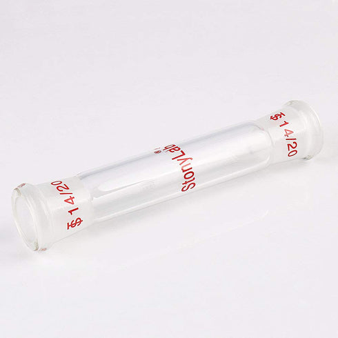 stonylab Glass Connecting Adapter, Borosilicate Glass 90mm for Two 14/20 Ground Outer Standard Taper Joints Lab Supply