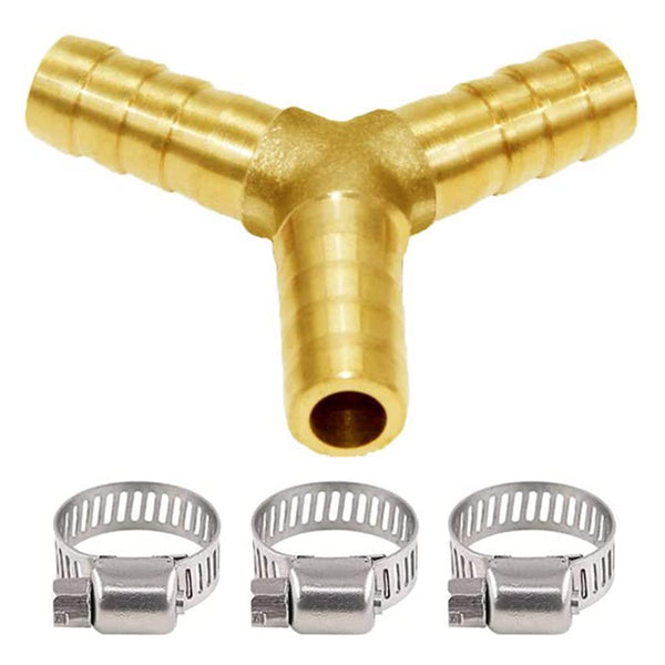 Joywayus 1/4" Hose Barb Y Shaped 3 Way Union Fitting for Water/Fuel/Air Intersection/Split Brass
