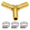 Joywayus 1/4" Hose Barb Y Shaped 3 Way Union Fitting for Water/Fuel/Air Intersection/Split Brass