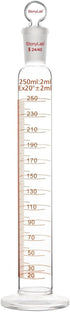 stonylab 250 ml Measuring Cylinder with Stopper, Heavy Wall Borosilicate Glass, Graduated with 24/40 Joint
