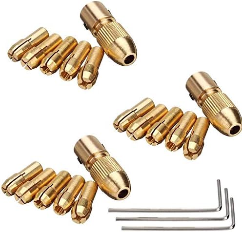 Mesee 3 Set 0.5-3mm Brass Drill Chuck Set - Mini Twist Drill Chucks Adapter for Rotary Tools