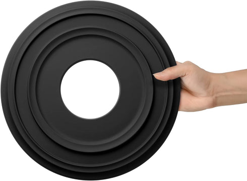 EIFHYT 12-1/4"OD 4" 1" 7") Matte Black PU Ceiling Medallions for Light Fixtures and Ceiling Fans, x ID x P (Fits