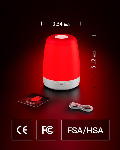 Generic 670nm 2 3 2H Red Light Night Light for Bedroom - Sleep-Enhancing Lamp, Color Mode, Brightness Level, Touch