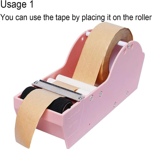 Water Activated Paper Tape Dispenser, Pink Gummed Tape Dispenser for Sealing Office Supplies Arts Crafts