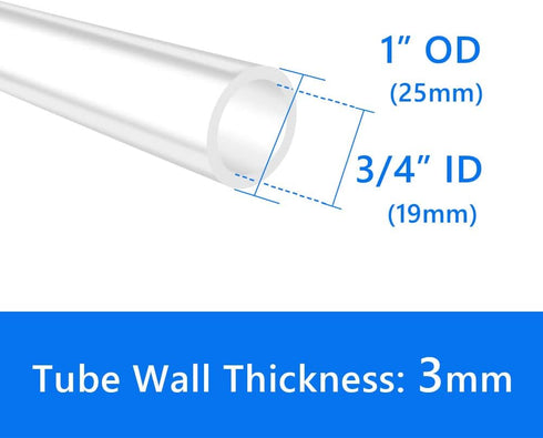 Quickun Pure Silicone Tubing, 3/4" ID x 1" OD High Temp Food Grade Tube for Home Brewing, Wine Making, Aquaponics, Air