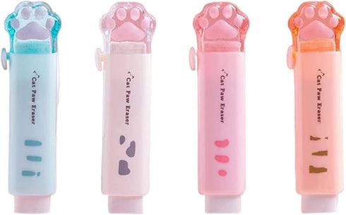 Cat Paw Shaped Retractable Erasers, Traceless Push-Pull Rubber for Kids, Cute Eraser for Students, Writing Office