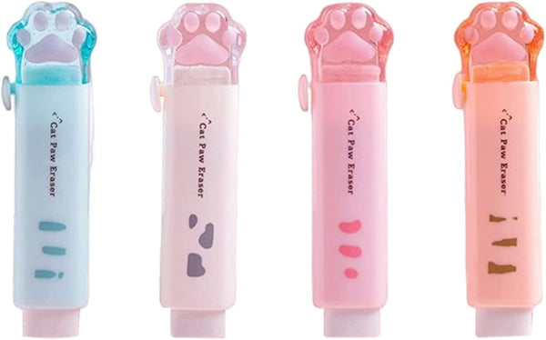 Cat Paw Shaped Retractable Erasers, Traceless Push-Pull Rubber for Kids, Cute Eraser for Students, Writing Office